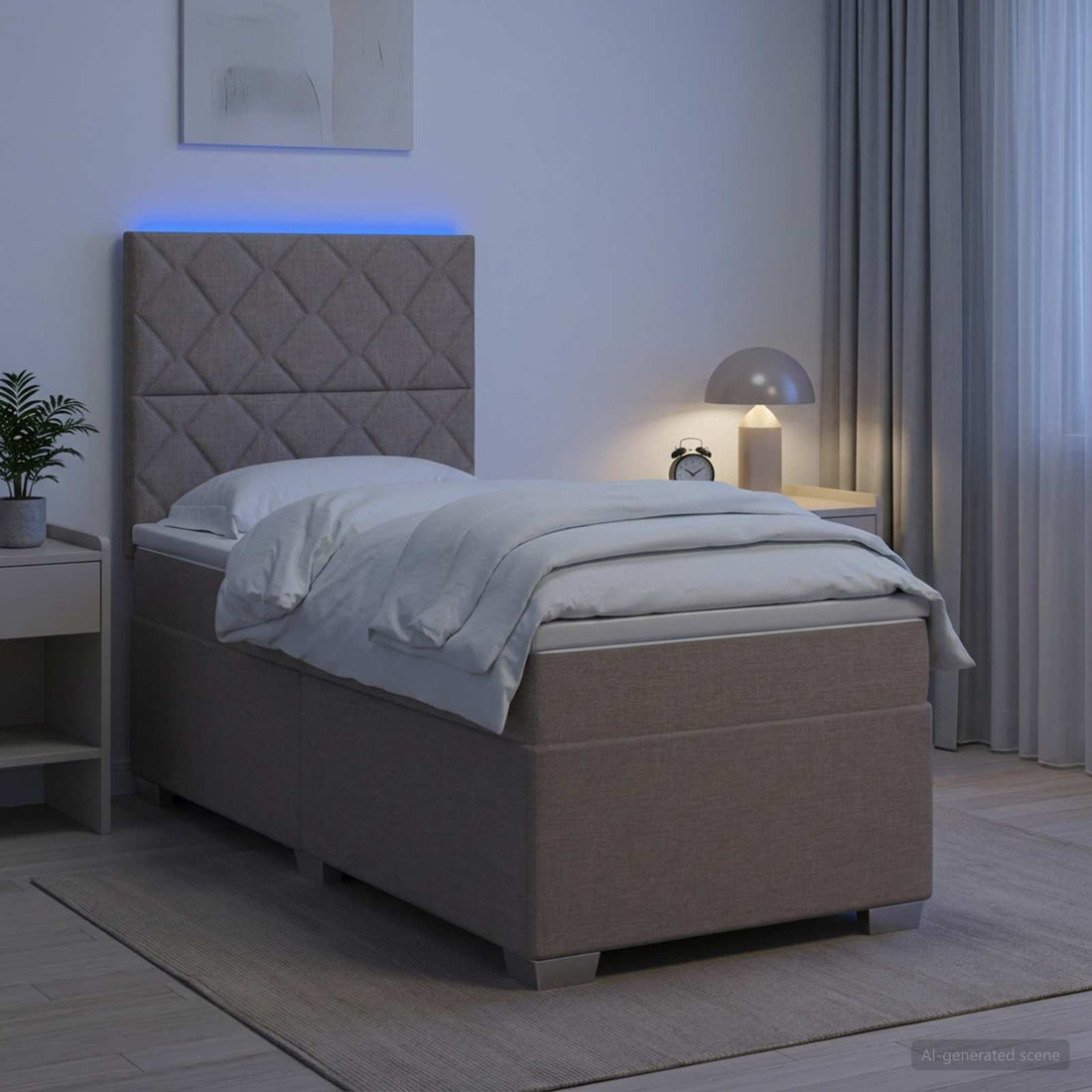 vidaXL Cama box spring con colchón con tiras LED Topo 80 x 200 cm Tela