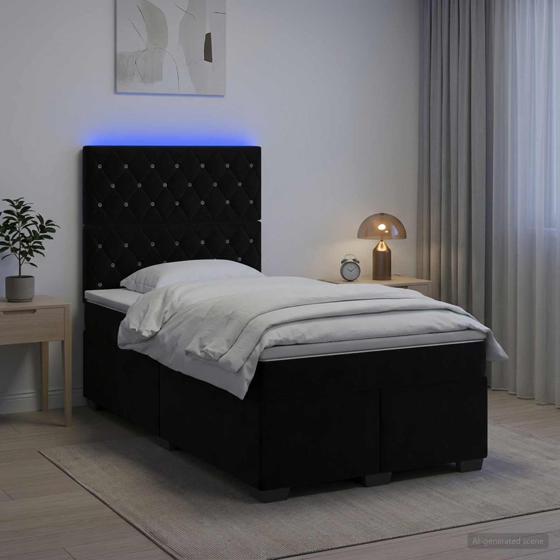 vidaXL Cama box spring con colchón Negro 120 x 200 cm Terciopelo