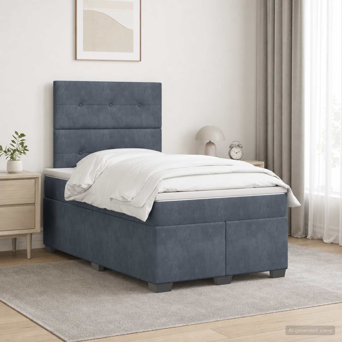 vidaXL Cama box spring con colchón Gris oscuro 120 x 190 cm Terciopelo