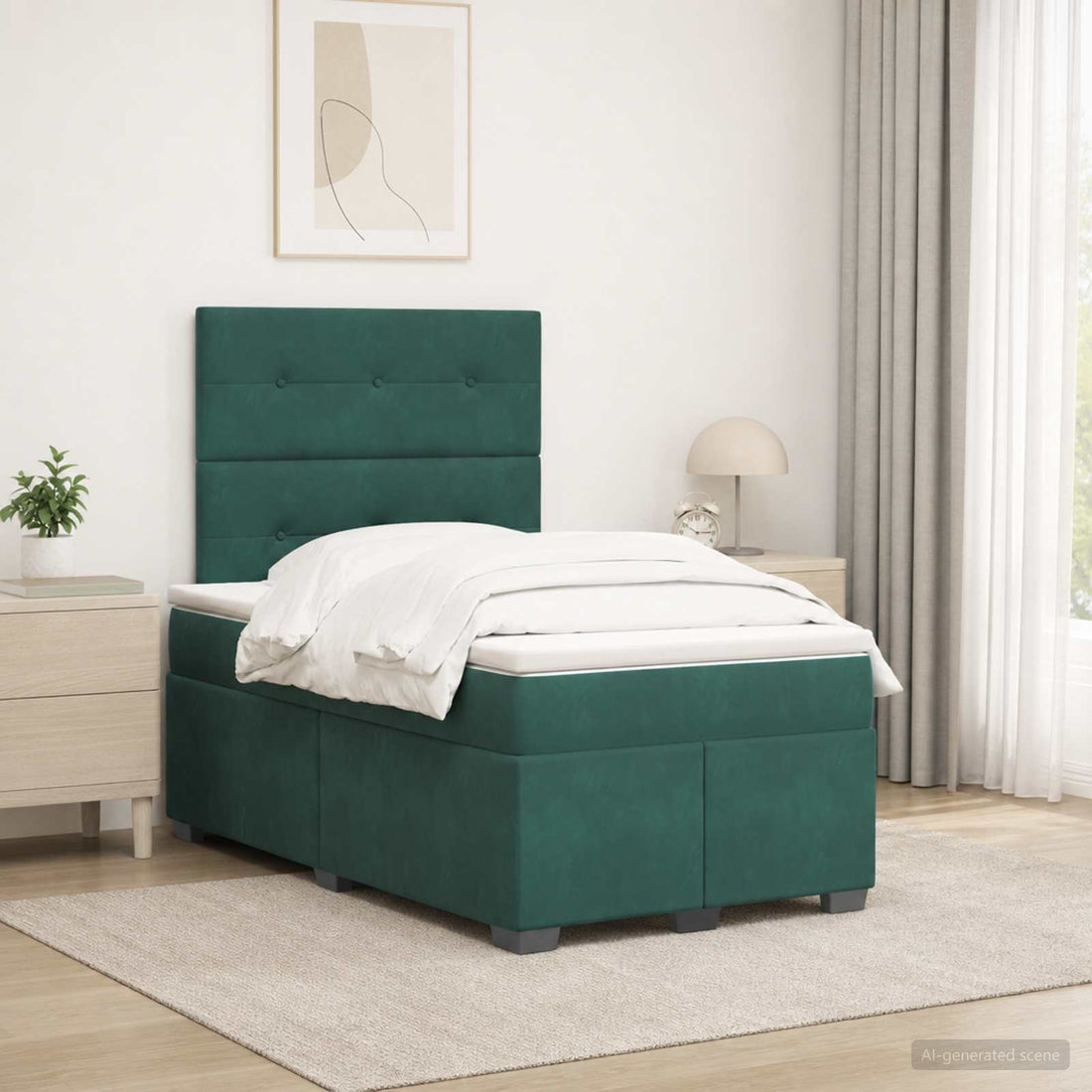 vidaXL Cama box spring con colchón Verde oscuro 120 x 190 cm