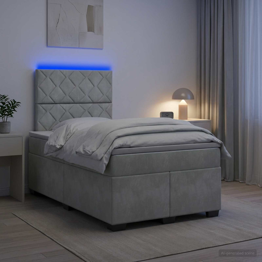 vidaXL Cama box spring con colchón Gris Claro 120 x 190 cm Terciopelo