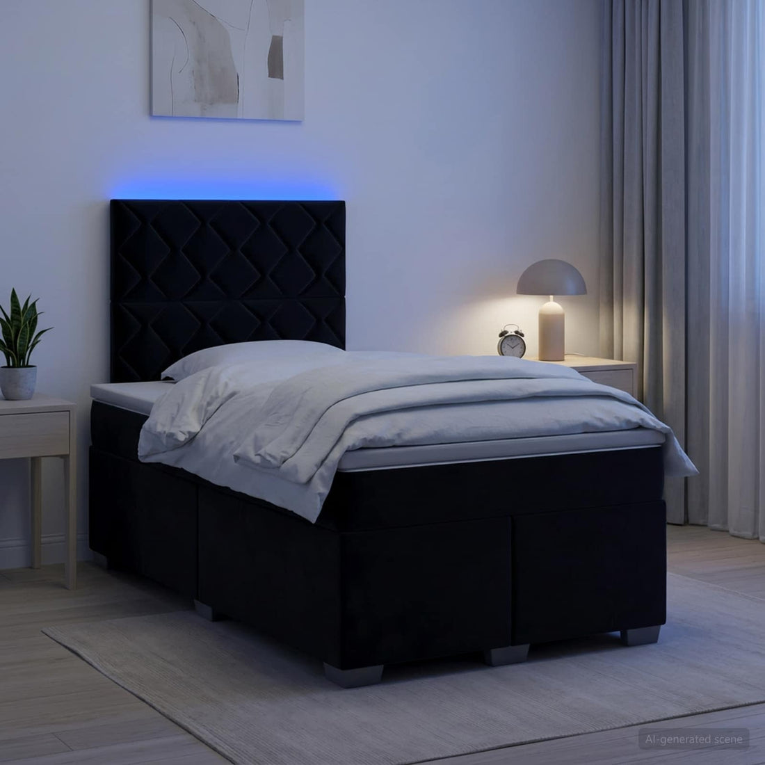 vidaXL Cama box spring con colchón Negro 120 x 190 cm Terciopelo