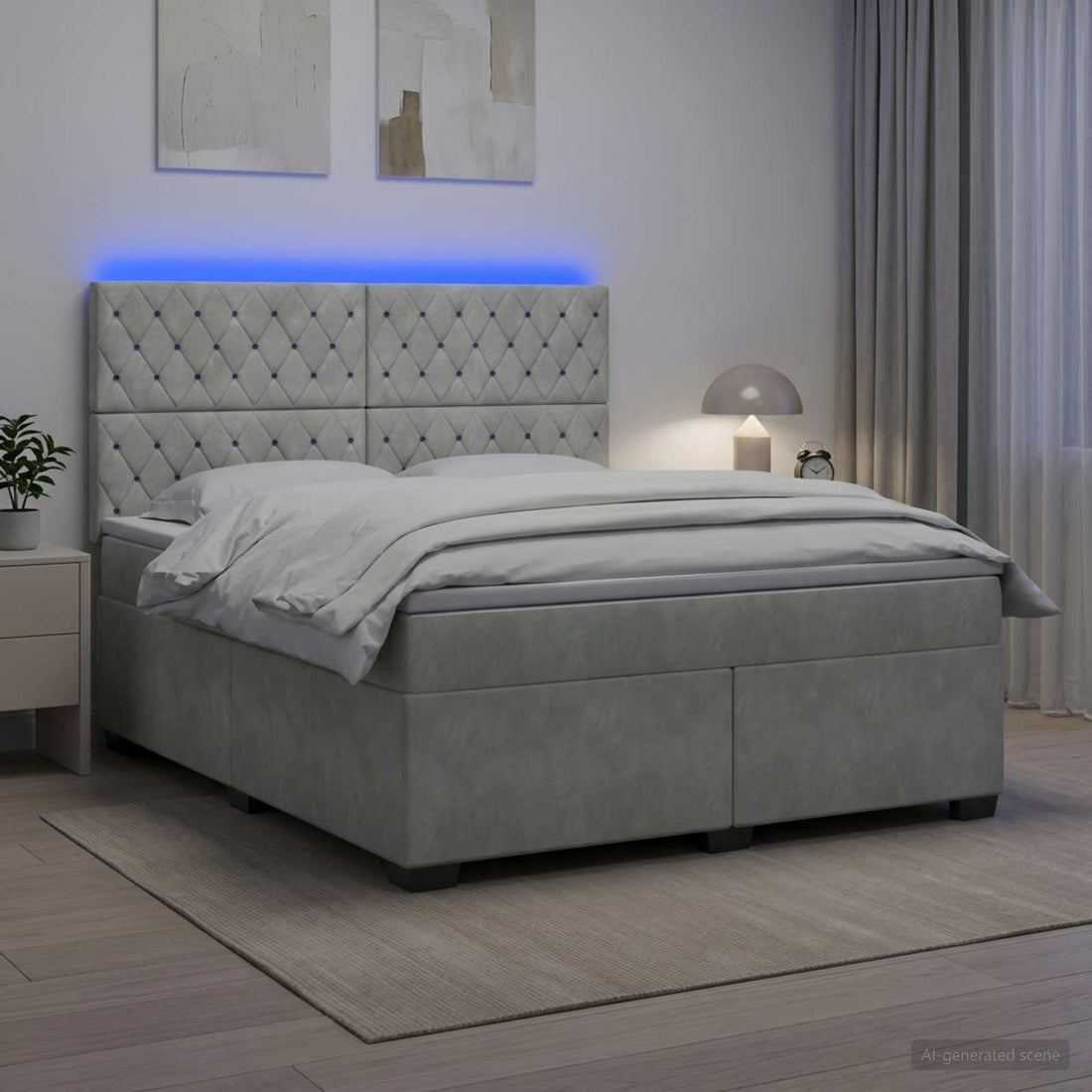 vidaXL Cama box spring con colchón Gris Claro 140 x 200 cm Terciopelo