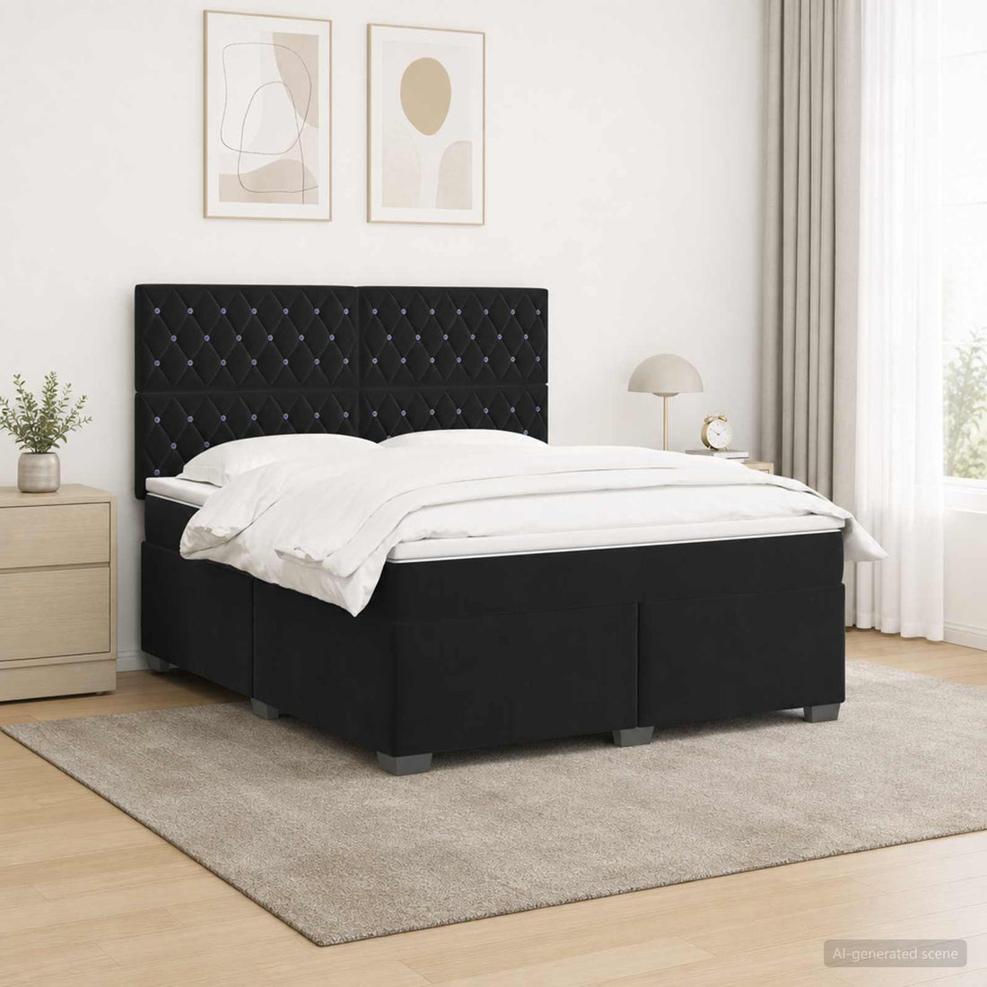 vidaXL Cama box spring con colchón Negro 140 x 200 cm Terciopelo