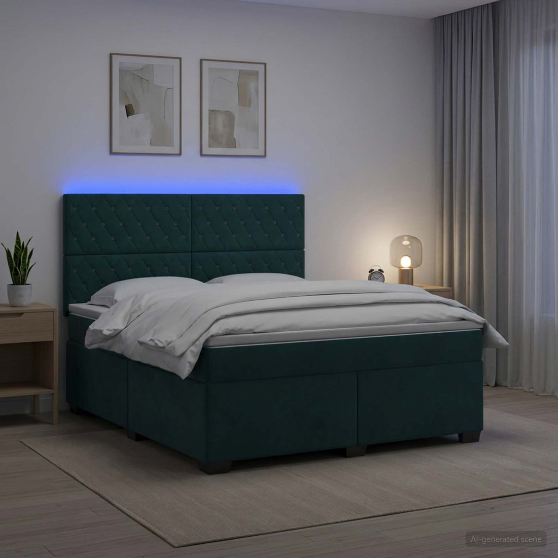 vidaXL Cama box spring con colchón Verde oscuro 140 x 200 cm