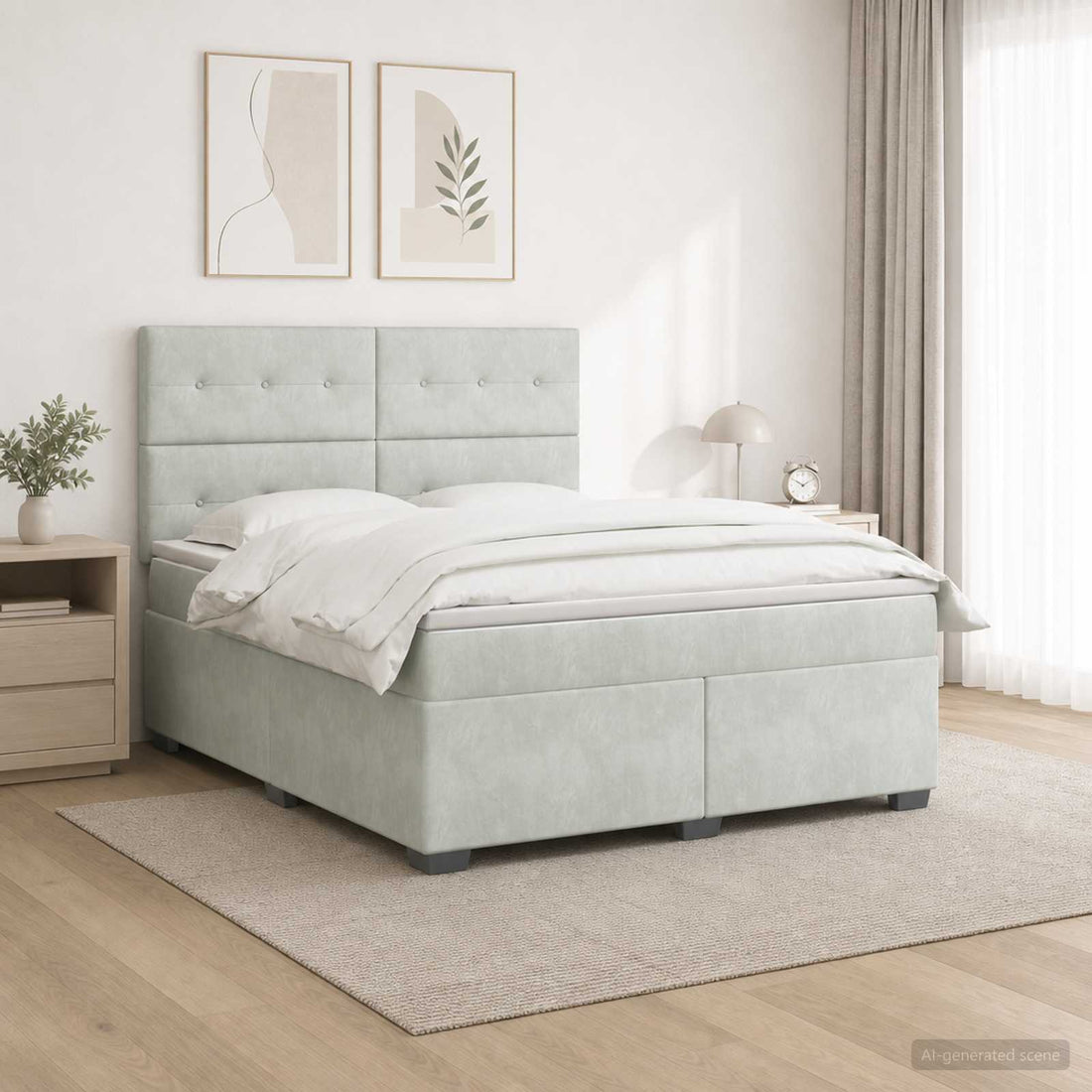 vidaXL Cama box spring con colchón Gris Claro 180 x 200 cm Terciopelo