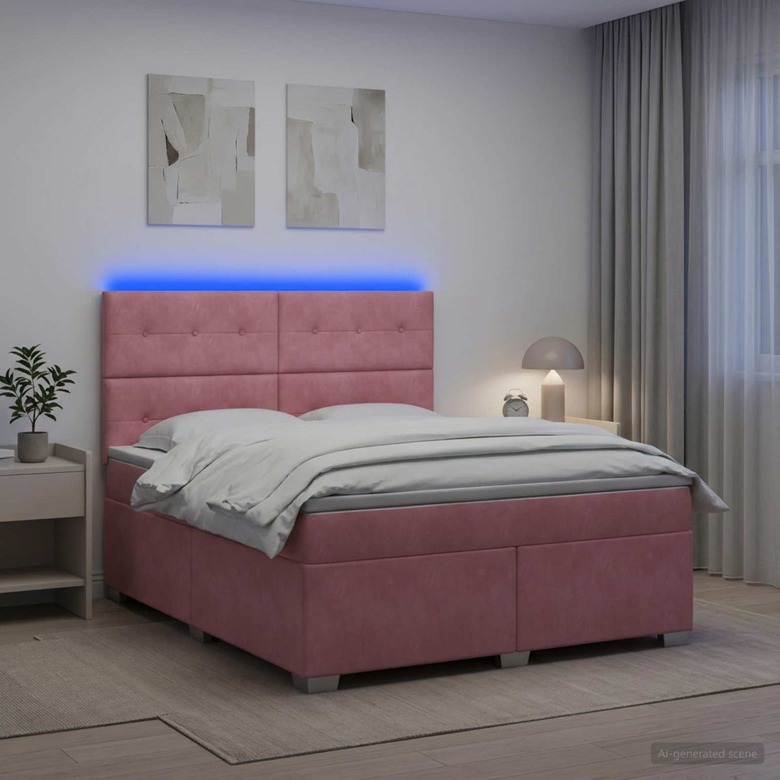 vidaXL Cama box spring con colchón Rosa 140 x 200 cm Terciopelo