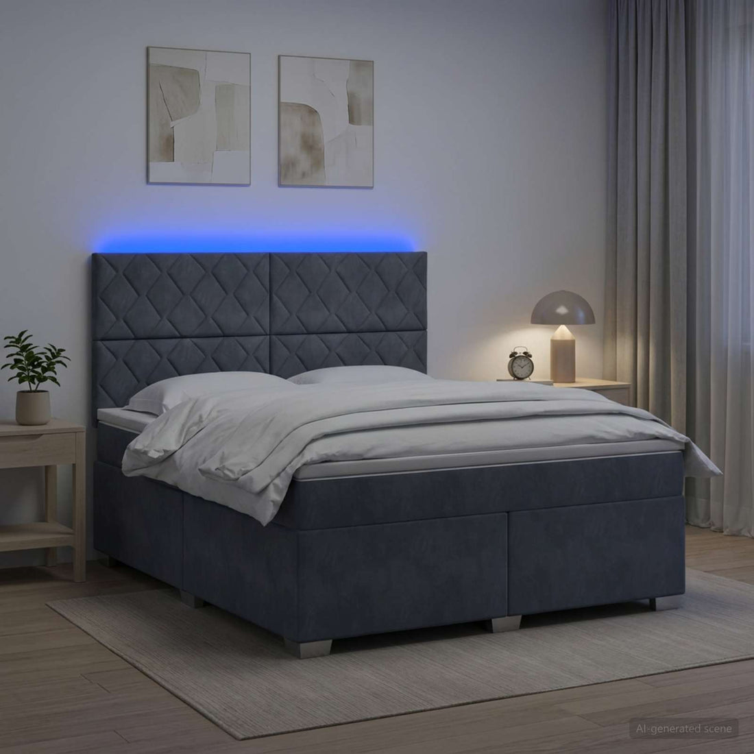 vidaXL Cama box spring con colchón Gris oscuro 140 x 200 cm Terciopelo