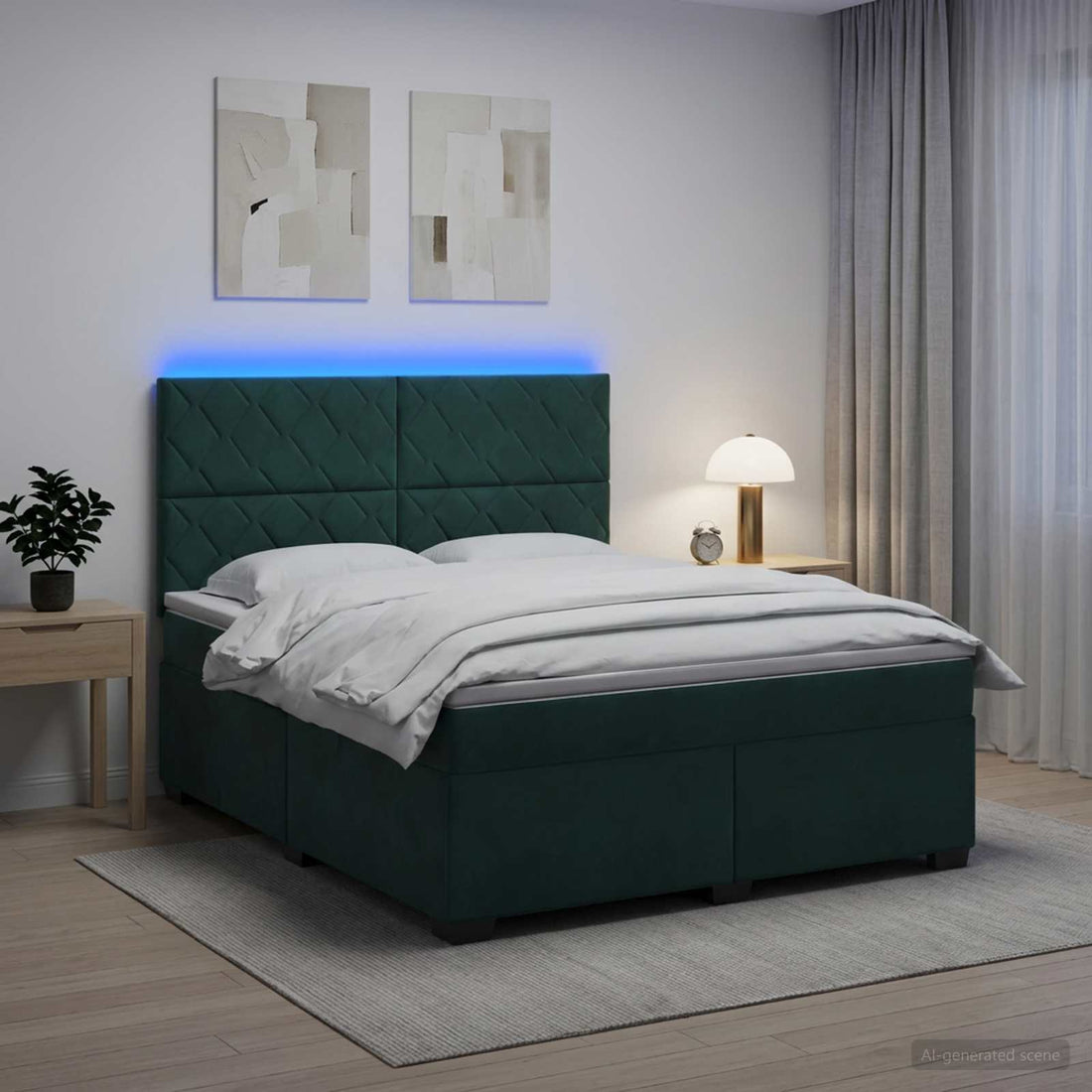 vidaXL Cama box spring con colchón Verde oscuro 140 x 200 cm