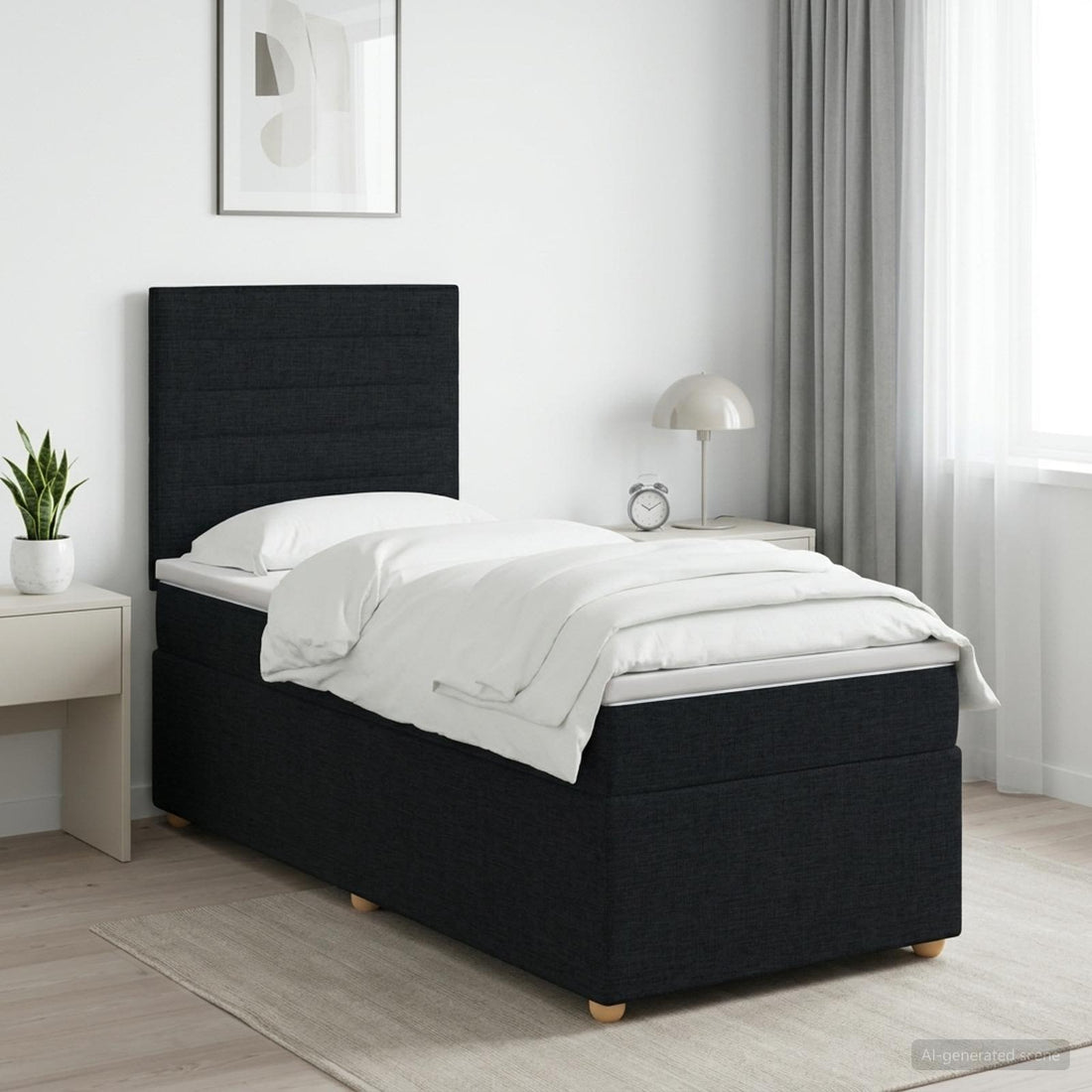 vidaXL Cama box spring con colchón con cabecera Negro 80 x 200 cm Tela