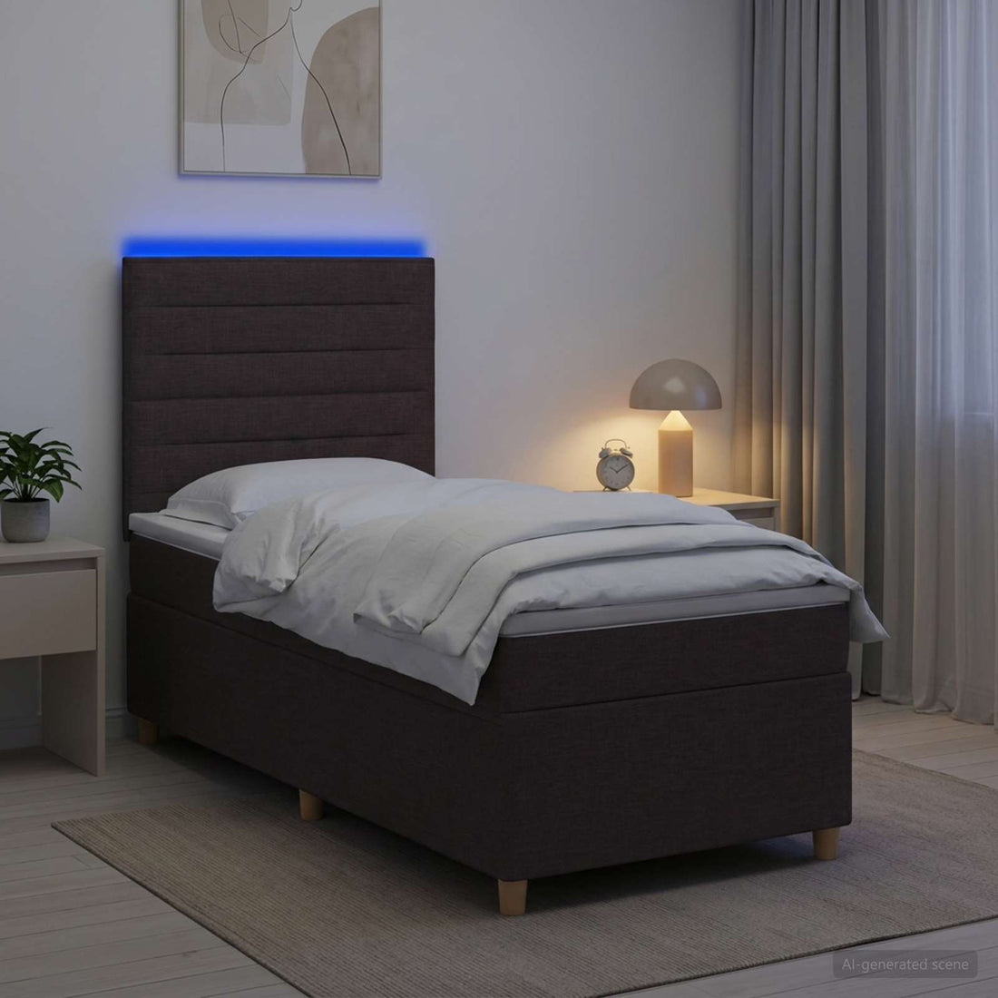 vidaXL Cama box spring con colchón Marrón Oscuro 100 x 200 cm Tela