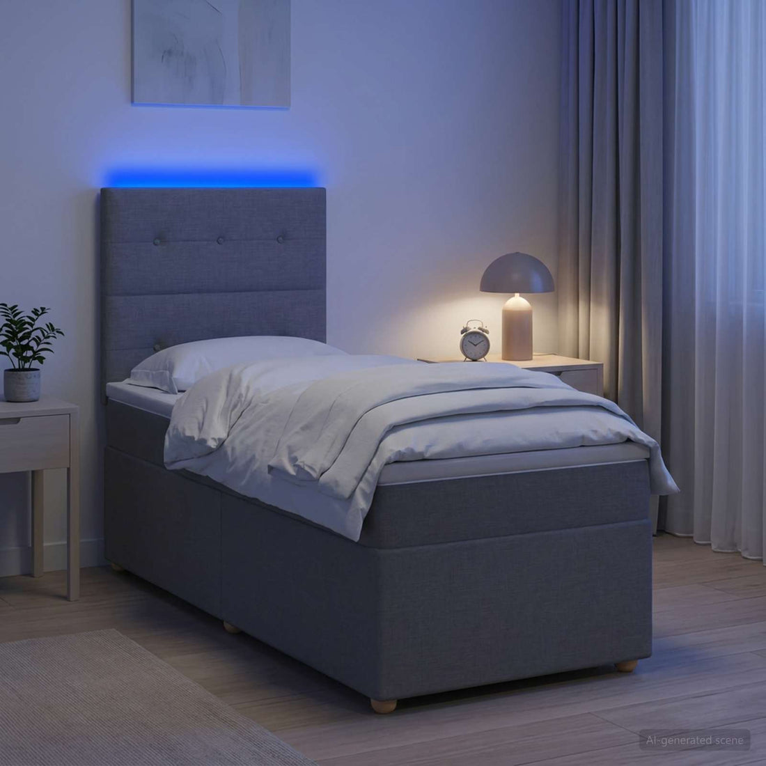 vidaXL Cama box spring con colchón Gris Claro 80 x 200 cm Tela