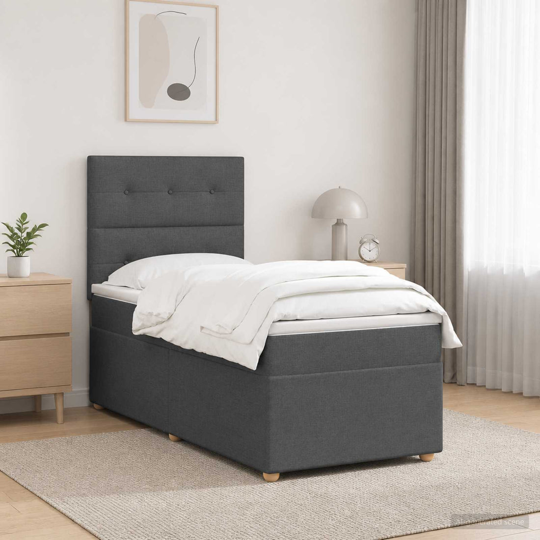 vidaXL Cama box spring con colchón Gris oscuro 90 x 190 cm Tela