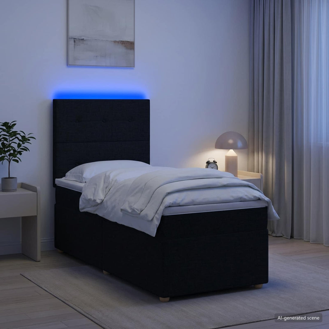 vidaXL Cama box spring con colchón con cabecera Negro 80 x 200 cm Tela