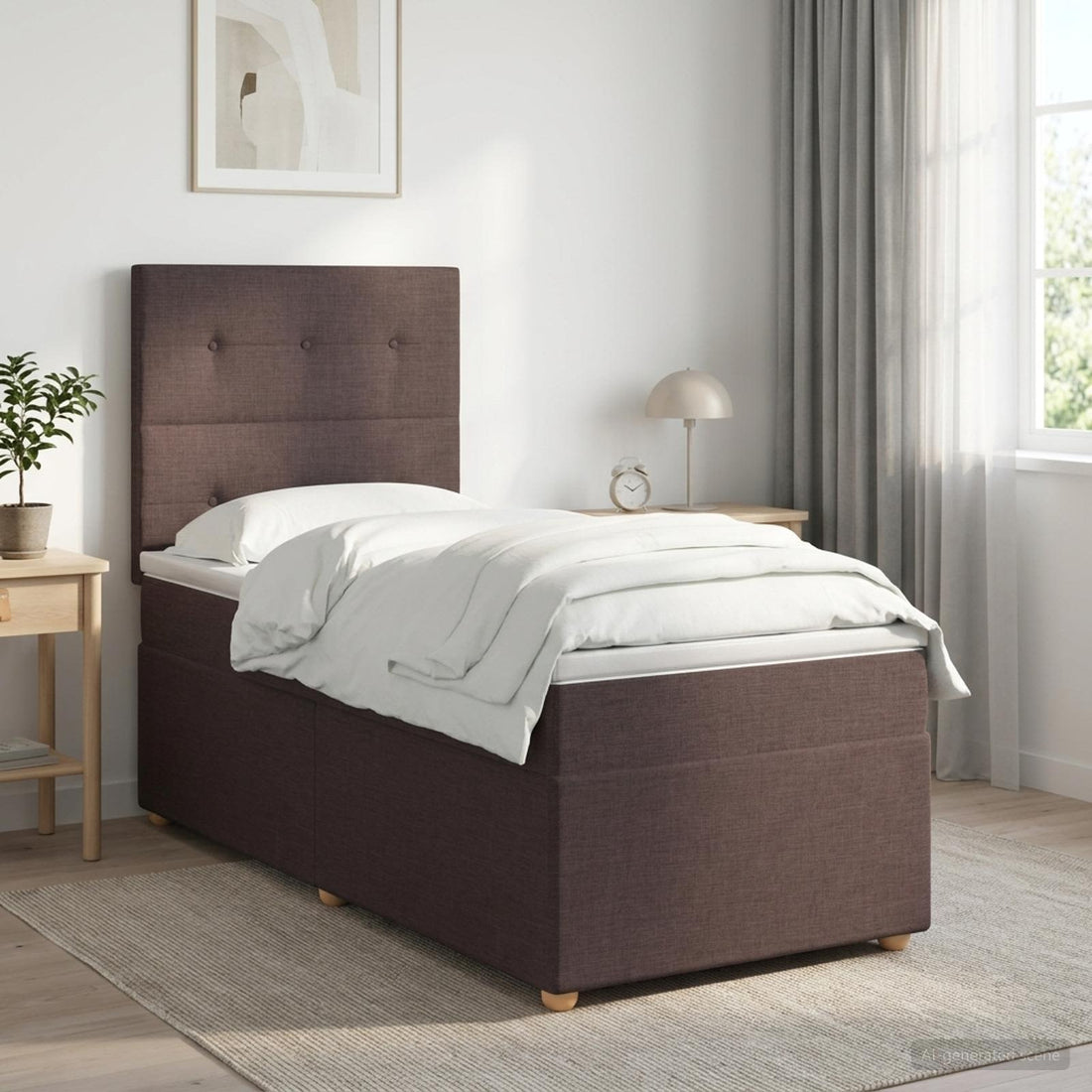 vidaXL Cama box spring con colchón Marrón Oscuro 90 x 200 cm Tela