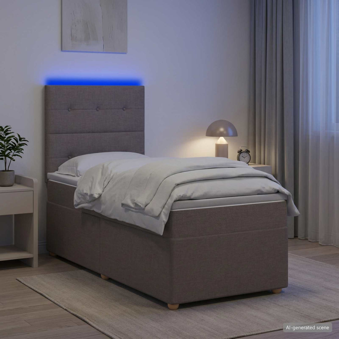vidaXL Cama box spring con colchón con tiras LED Topo 80 x 200 cm Tela