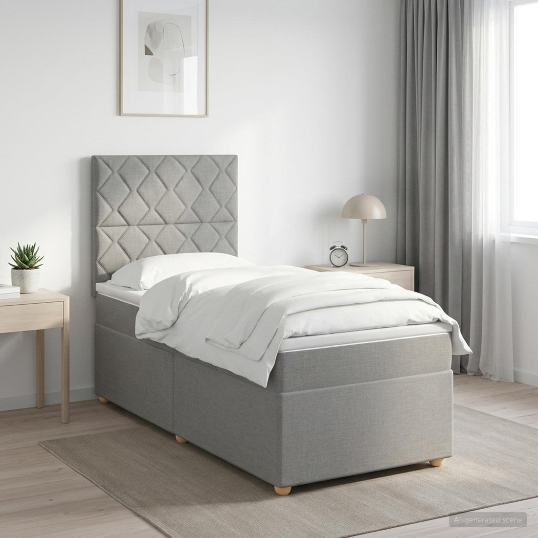 vidaXL Cama de muelles con LED y colchón Gris Claro 90 x 190 cm Tela