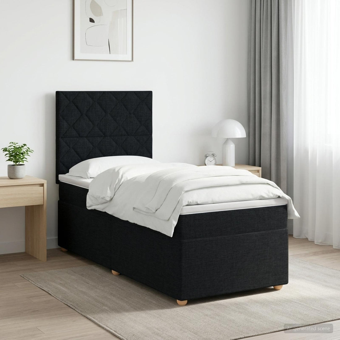 vidaXL Cama box spring con colchón con cabecera Negro 90 x 190 cm Tela