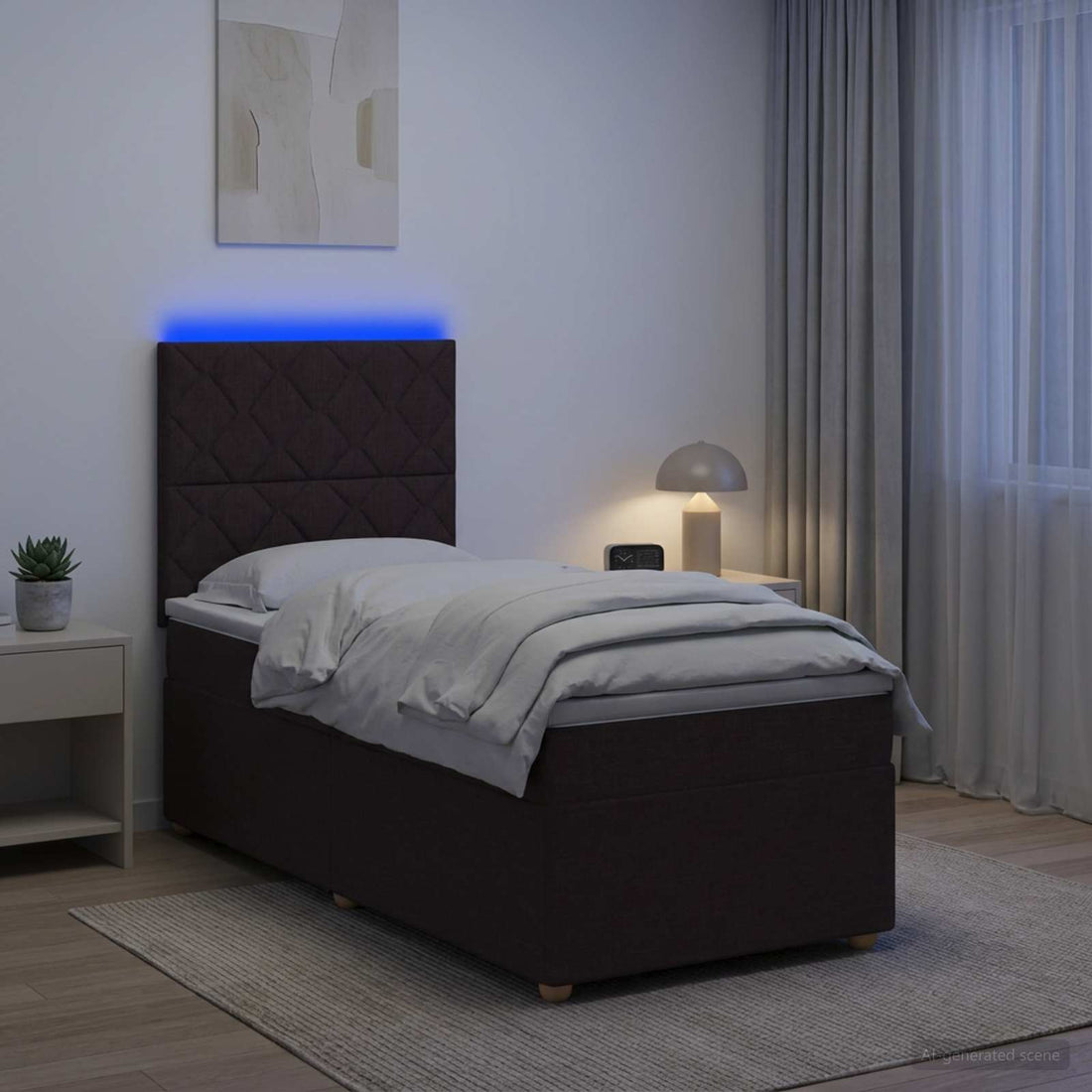 vidaXL Cama box spring con colchón Marrón Oscuro 100 x 200 cm Tela