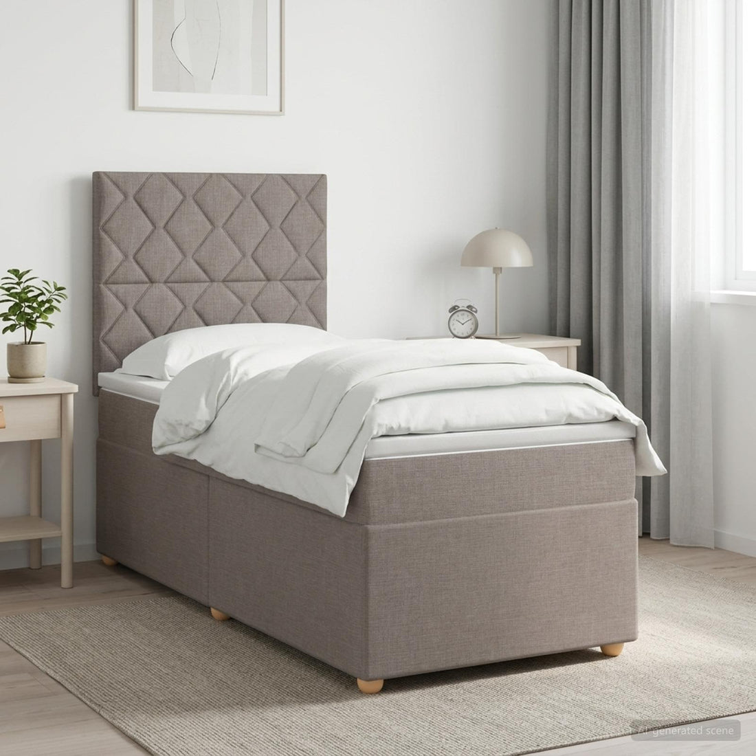 vidaXL Cama box spring con colchón con tiras LED Topo 90 x 190 cm Tela