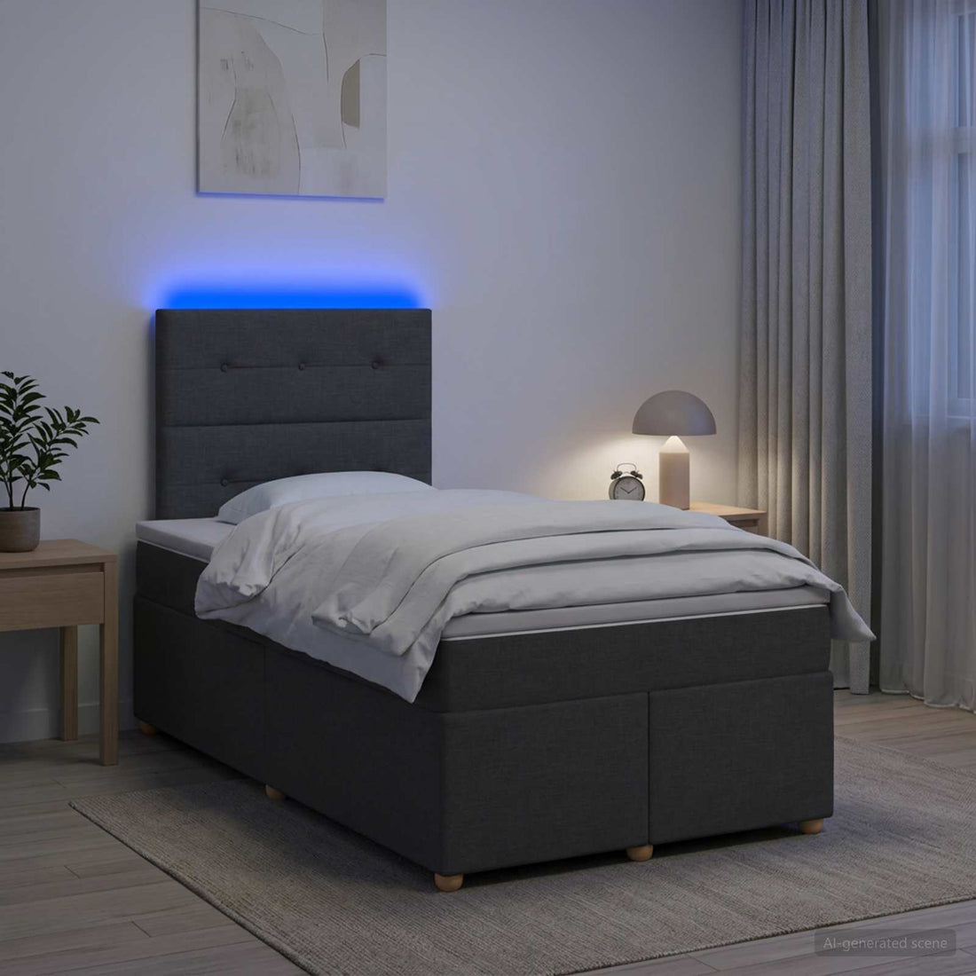 vidaXL Cama box spring con colchón Gris oscuro 120 x 190 cm Tela