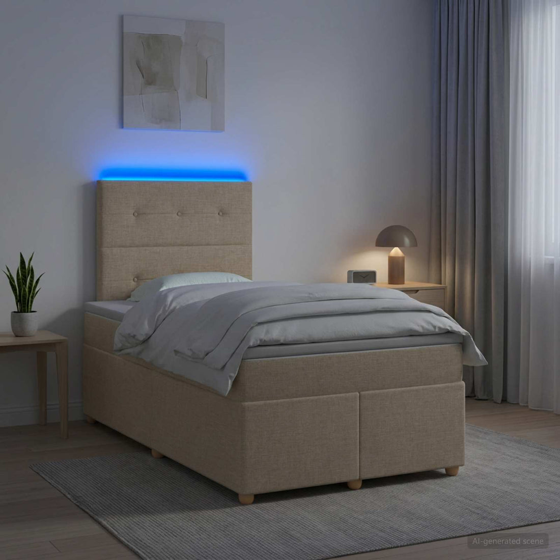 vidaXL Cama box spring con colchón Crema 120 x 190 cm Tela