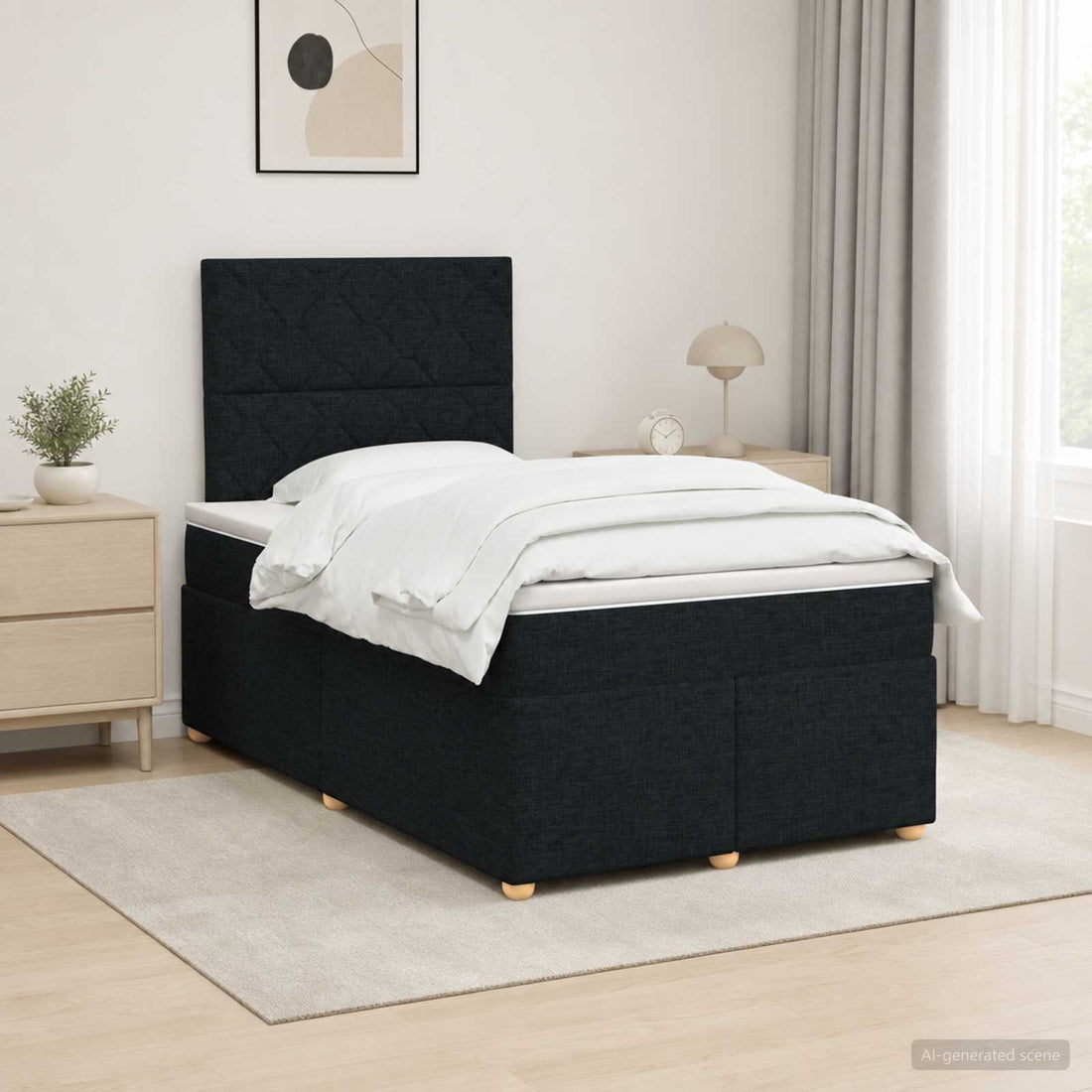 vidaXL Cama box spring con colchón Negro 120 x 190 cm Tela
