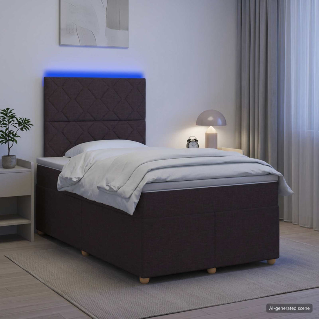 vidaXL Cama box spring con colchón Marrón Oscuro 120 x 200 cm Tela