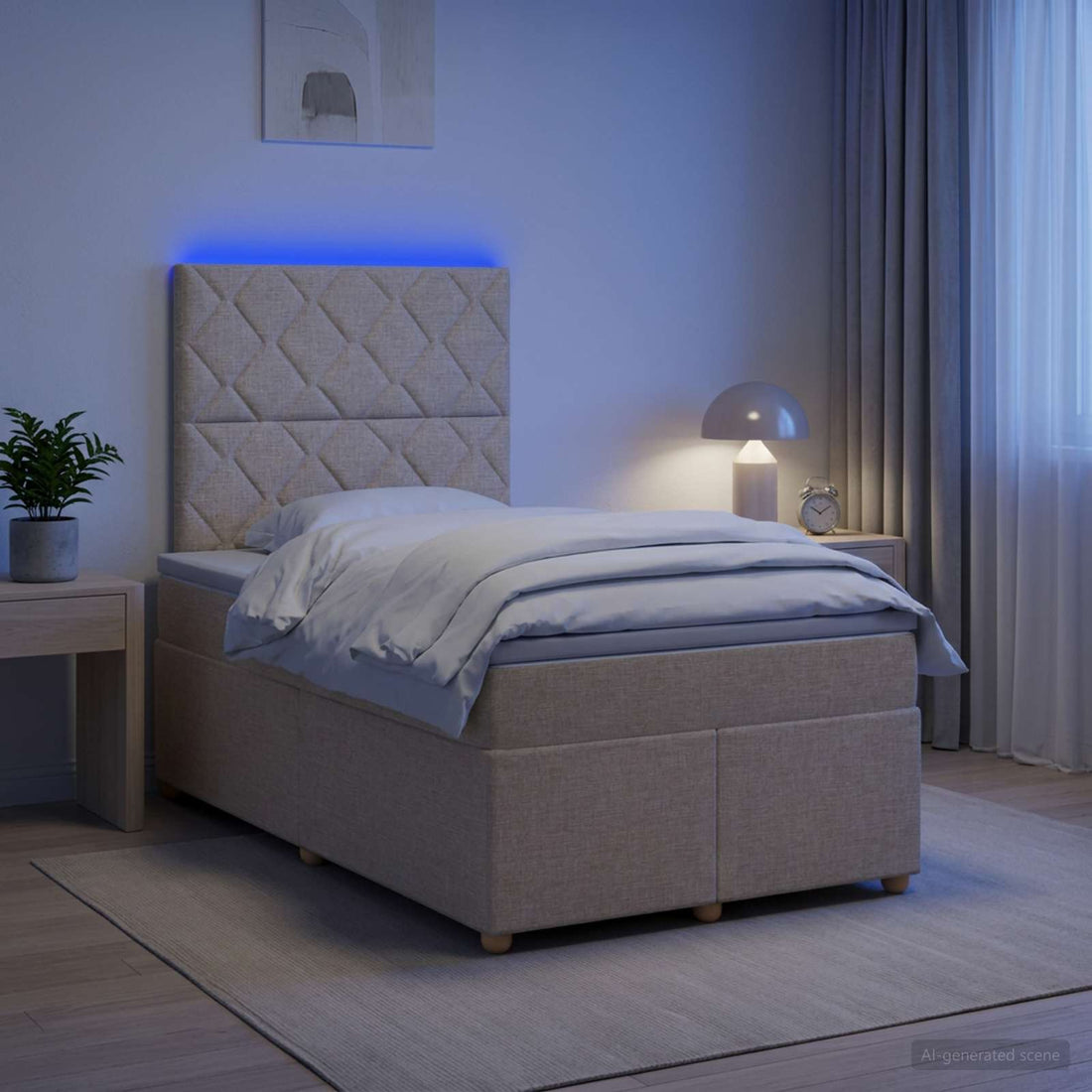 vidaXL Cama box spring con colchón Crema 120 x 190 cm Tela