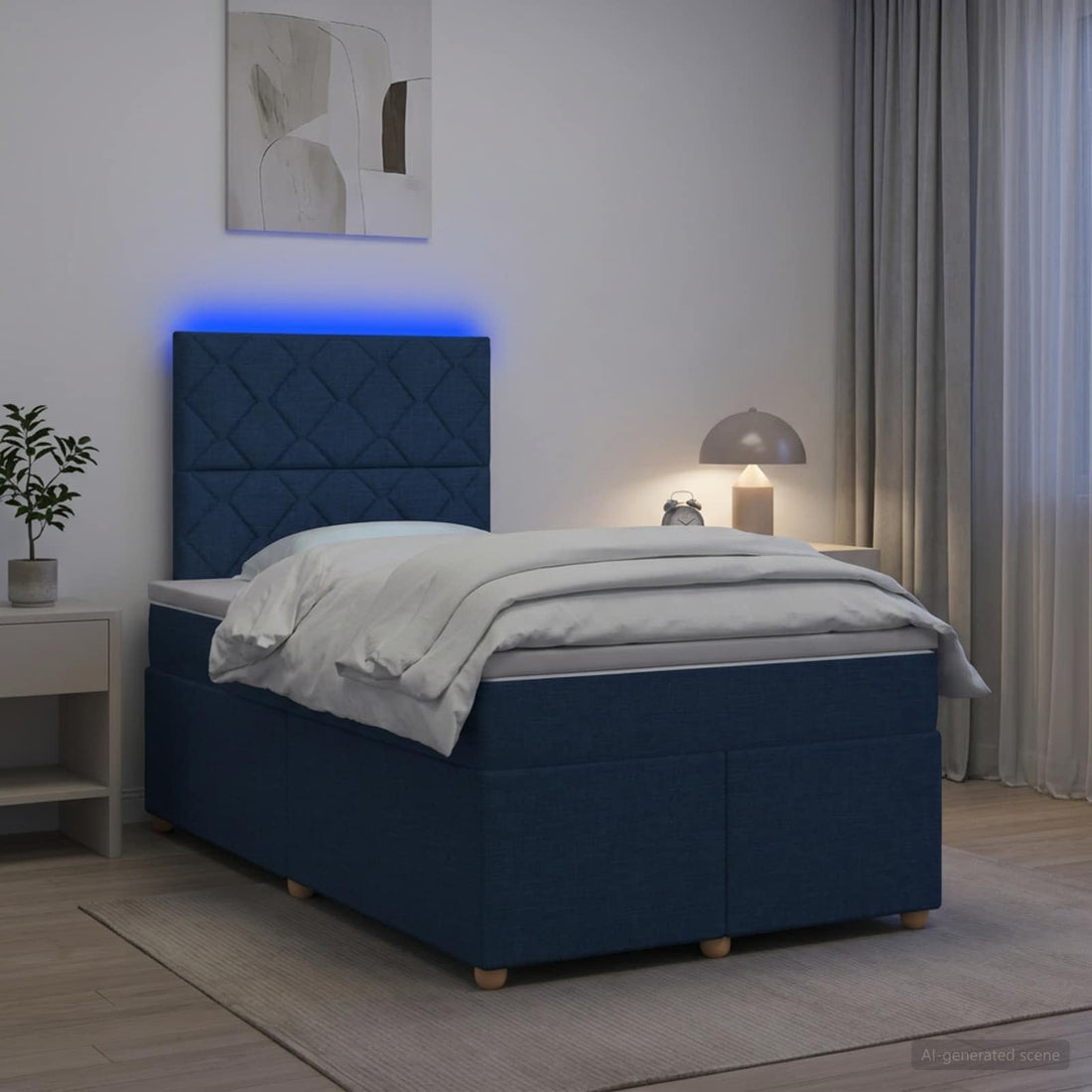vidaXL Cama box spring con colchón con cabecera Azul 120 x 190 cm Tela