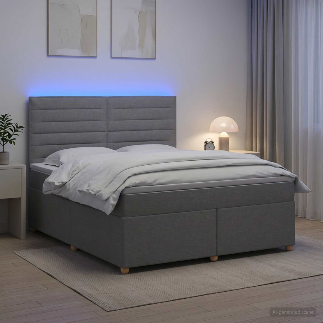 vidaXL Cama box spring con colchón Gris Claro 140 x 200 cm Tela