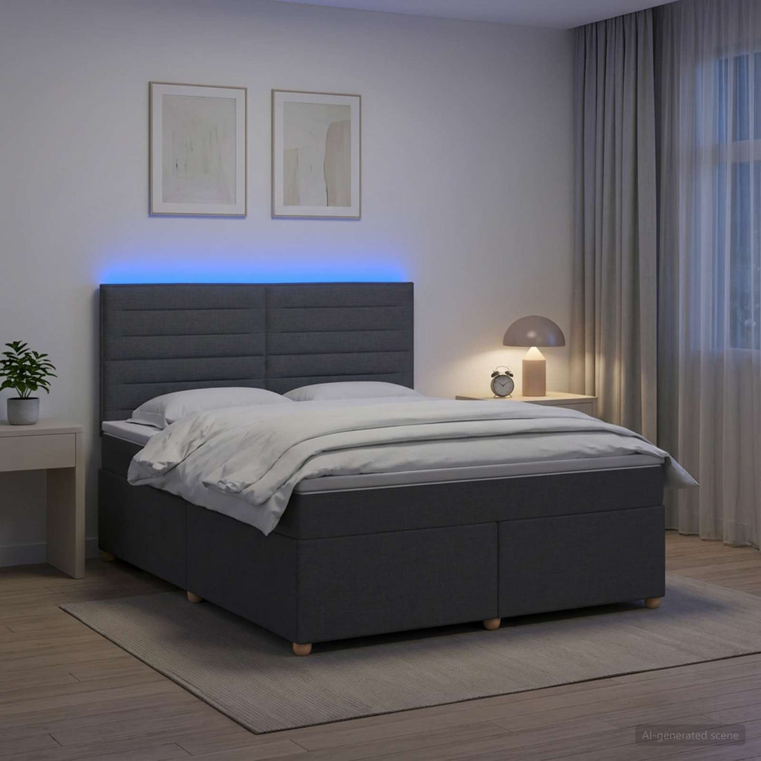 vidaXL Cama box spring con colchón Gris oscuro 140 x 200 cm Tela