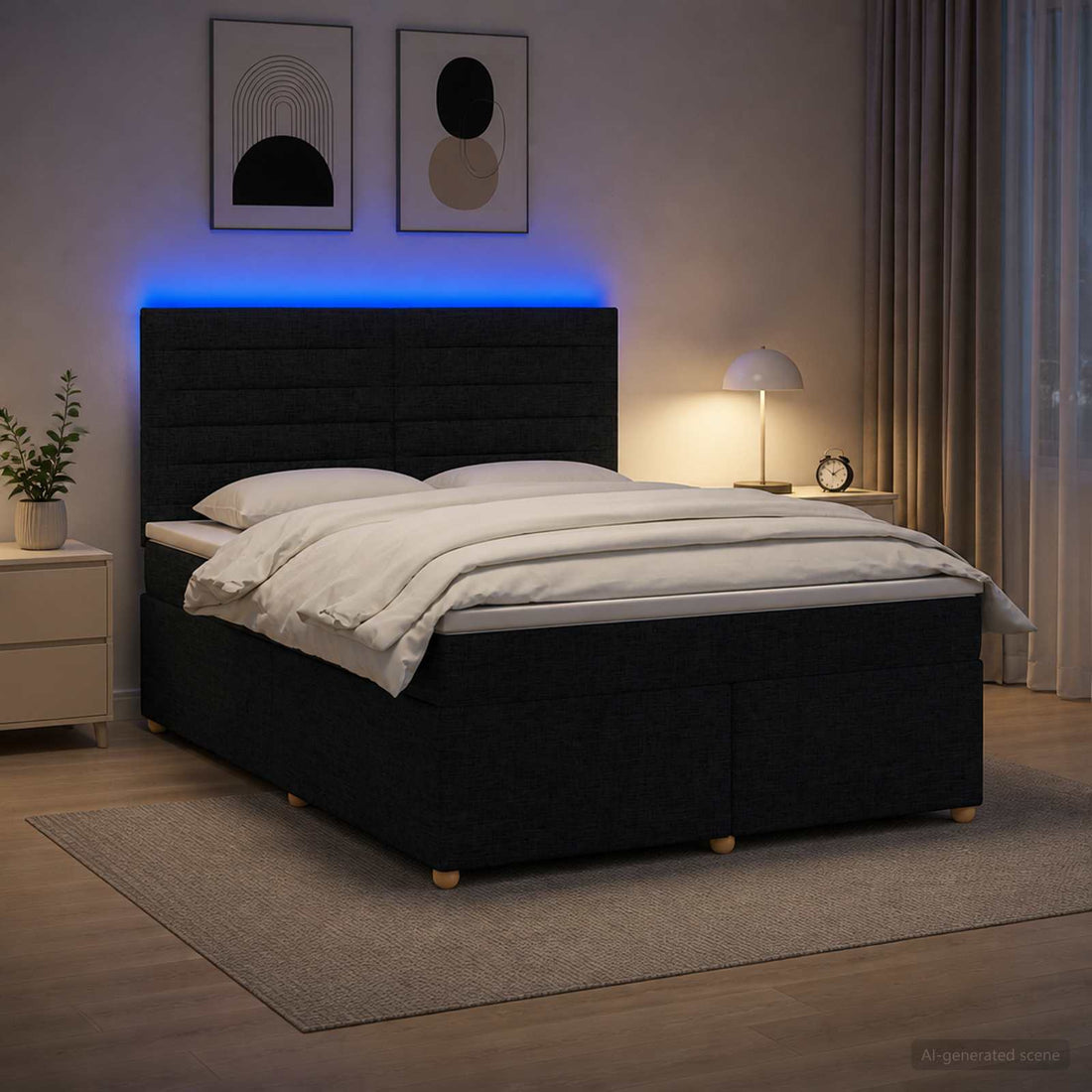 vidaXL Cama box spring con colchón Negro 180 x 200 cm Tela