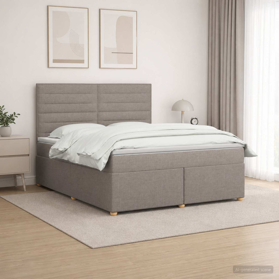 vidaXL Cama box spring con colchón con cabecera Topo 140 x 200 cm Tela