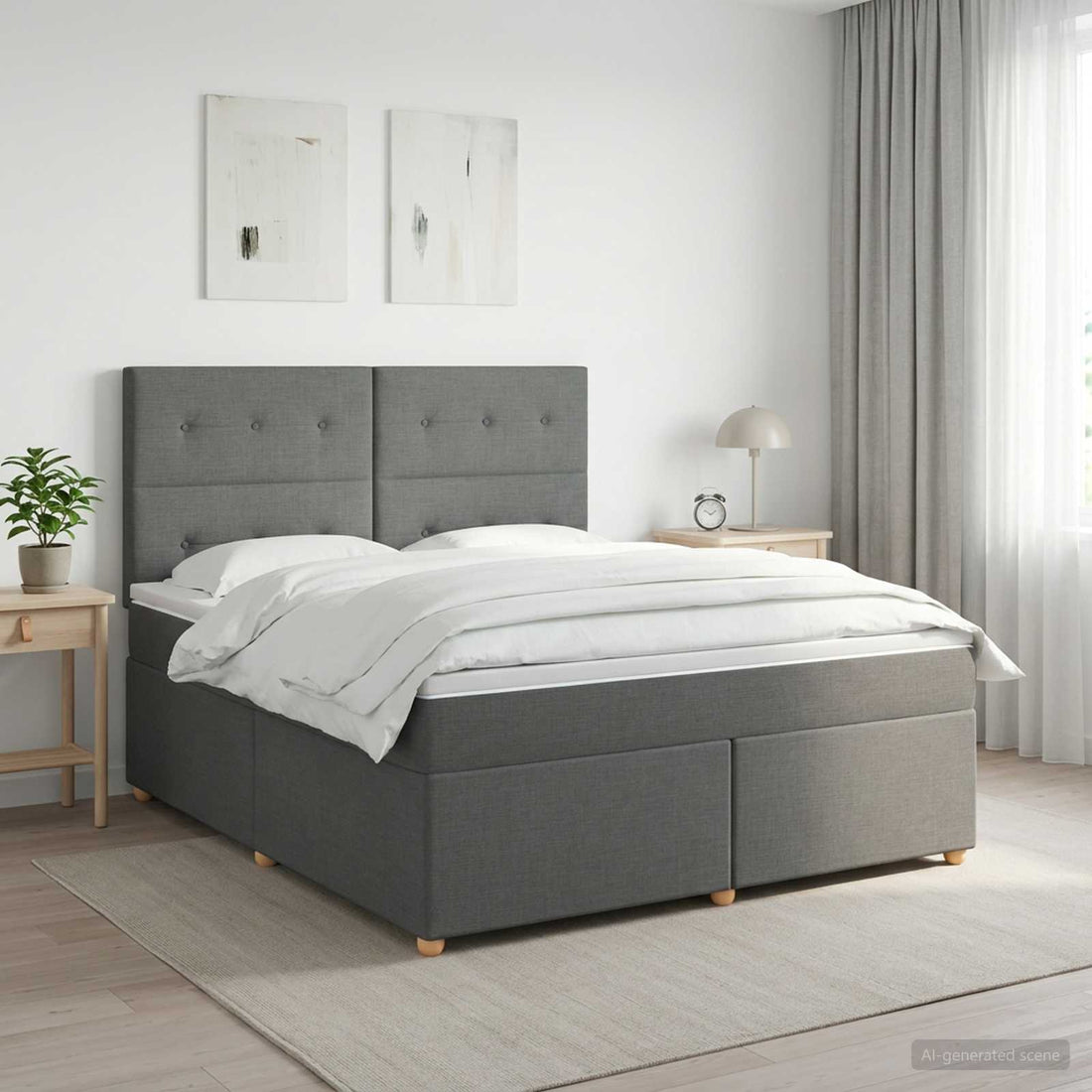 vidaXL Cama box spring con colchón Gris oscuro 180 x 200 cm Tela