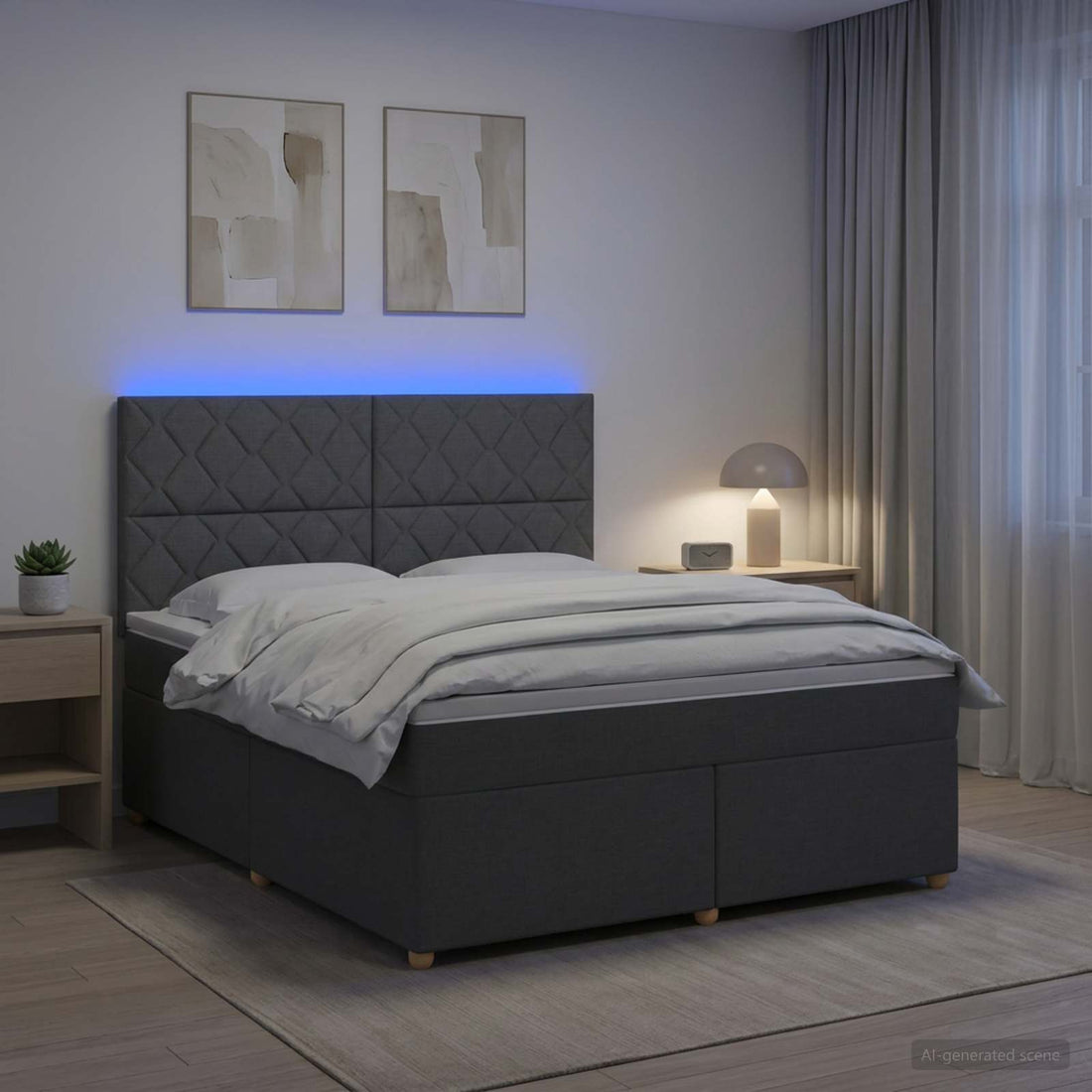 vidaXL Cama box spring con colchón Gris oscuro 180 x 200 cm Tela