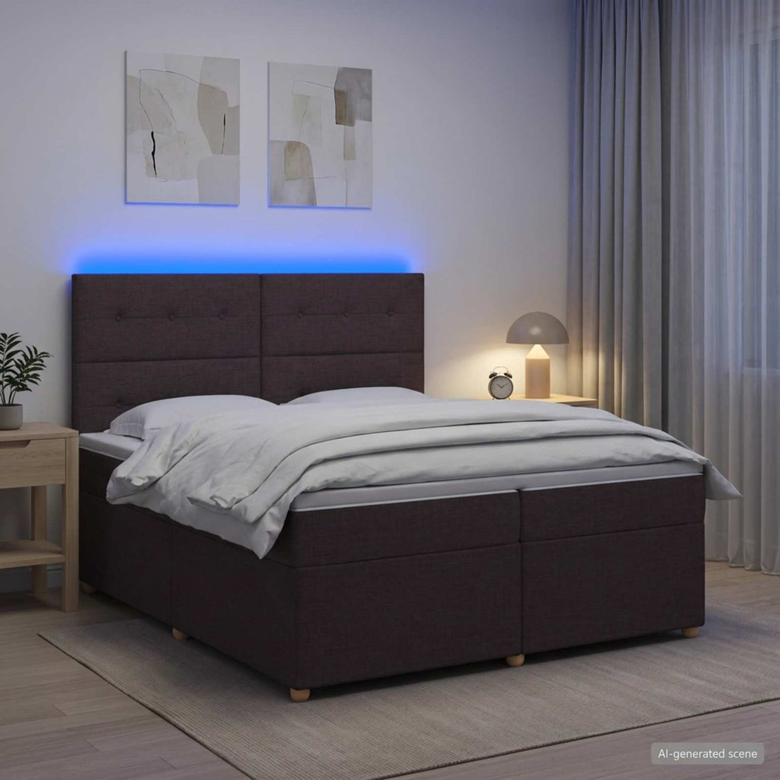 vidaXL Cama box spring con colchón Marrón Oscuro 200 x 200 cm Tela