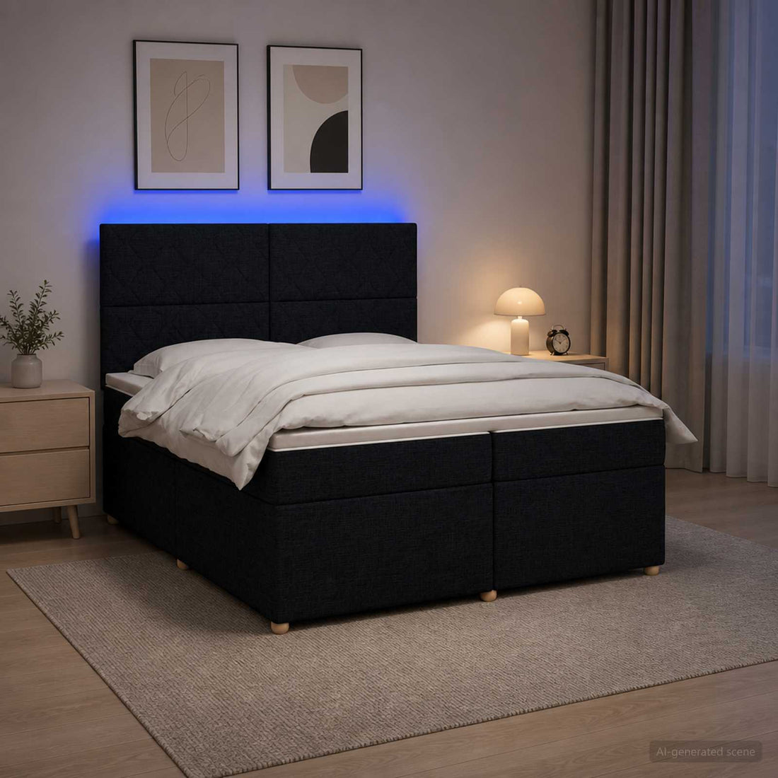 vidaXL Cama box spring con colchón Negro 200 x 200 cm Tela