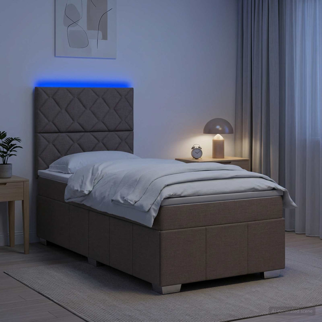 vidaXL Cama de muelles con LED y colchón Topo 100 x 200 cm Tela