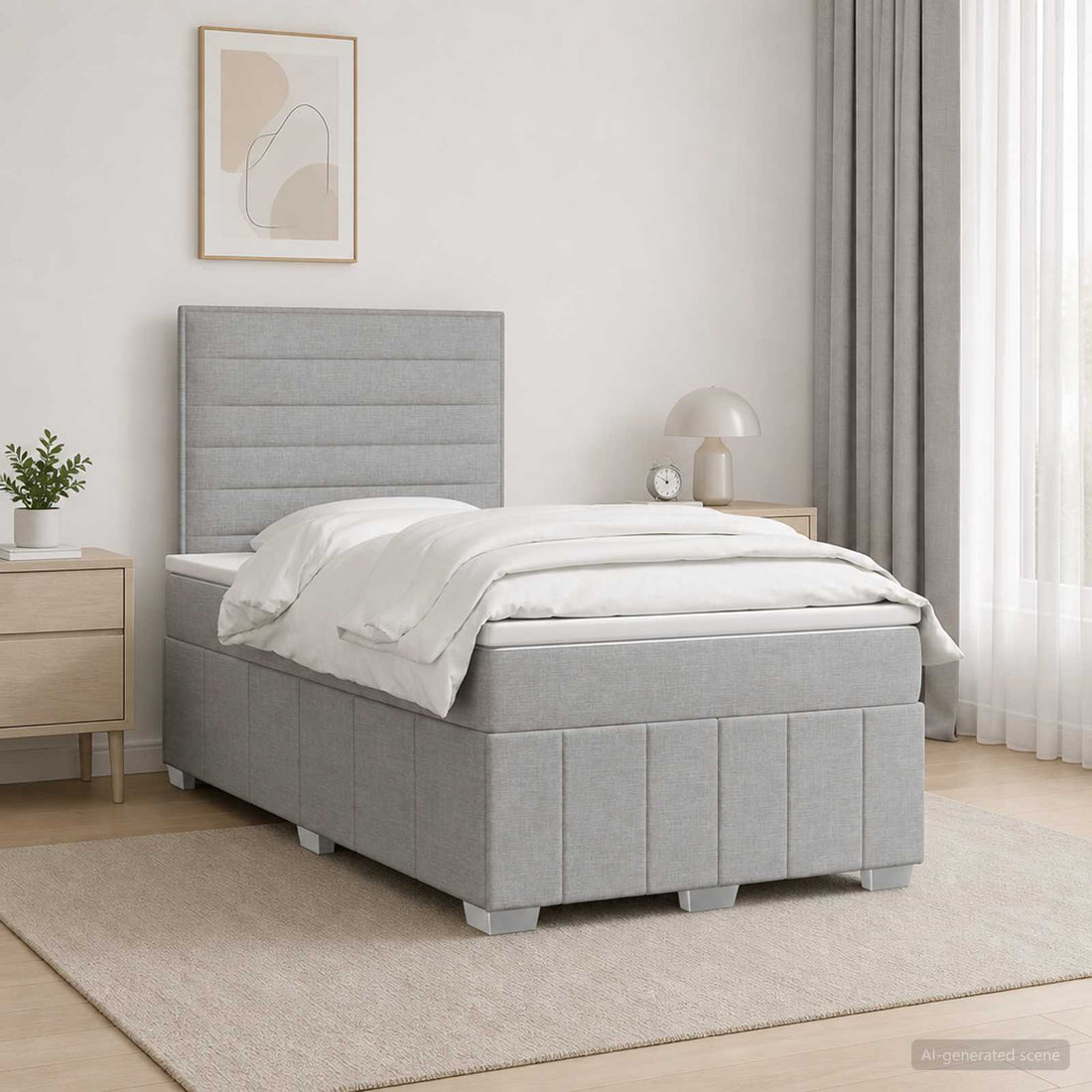 vidaXL Cama de muelles con LED y colchón Gris Claro 120 x 190 cm Tela
