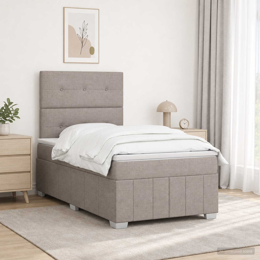 vidaXL Cama de muelles con LED y colchón Topo 120 x 190 cm Tela