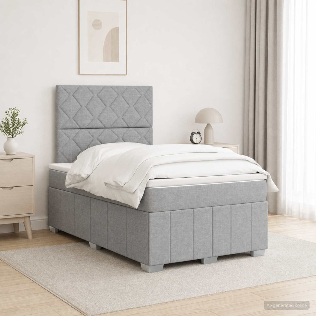 vidaXL Cama de muelles con LED y colchón Gris Claro 120 x 200 cm Tela