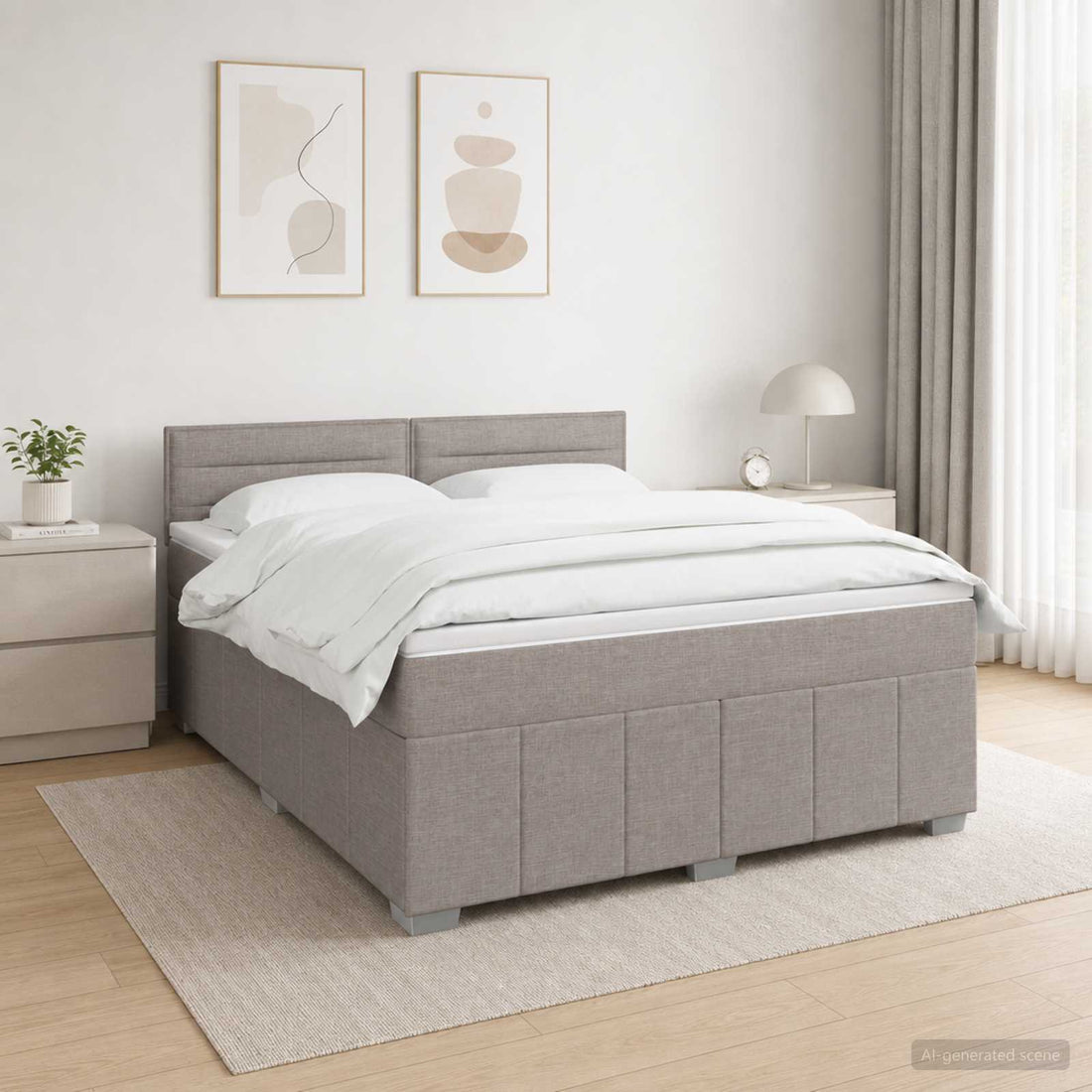 vidaXL Cama de muelles con LED y colchón Topo 140 x 190 cm Tela