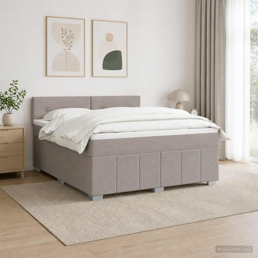 vidaXL Cama de muelles con LED y colchón Topo 160 x 200 cm Tela