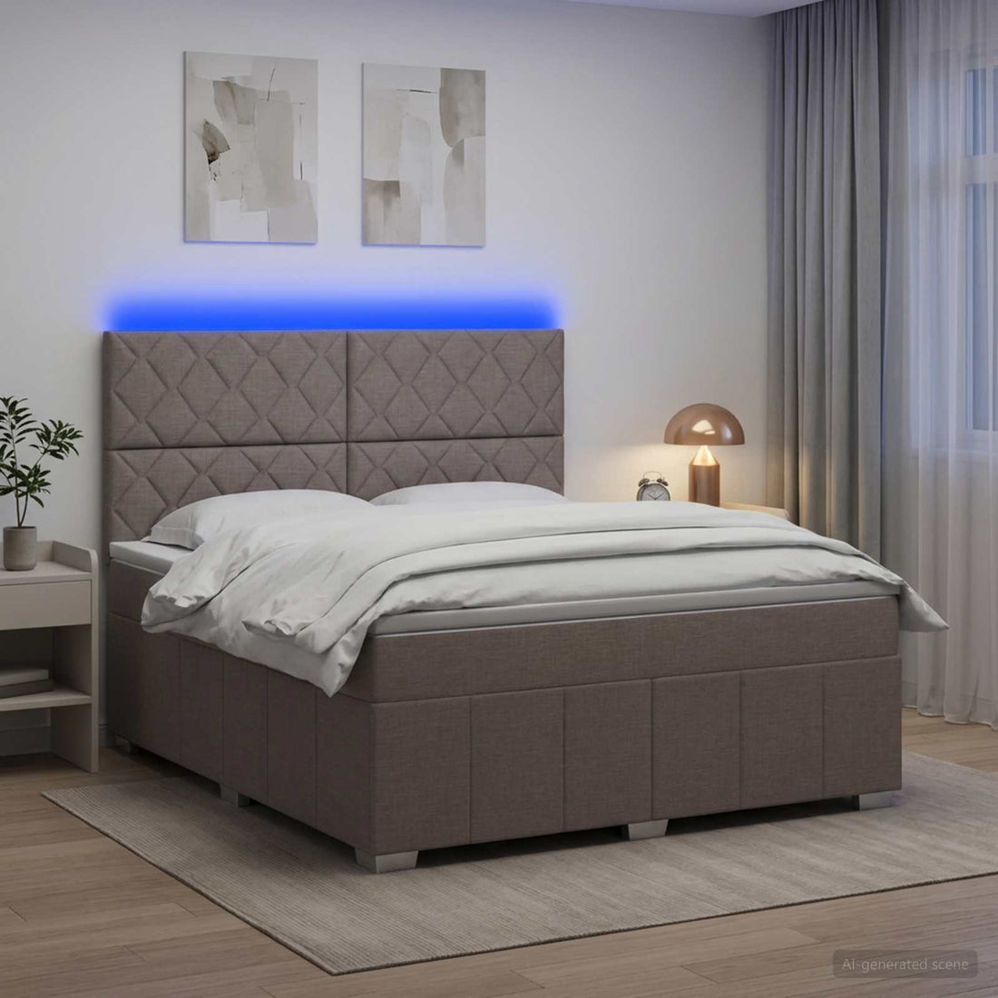 vidaXL Cama de muelles con LED y colchón Topo 140 x 190 cm Tela