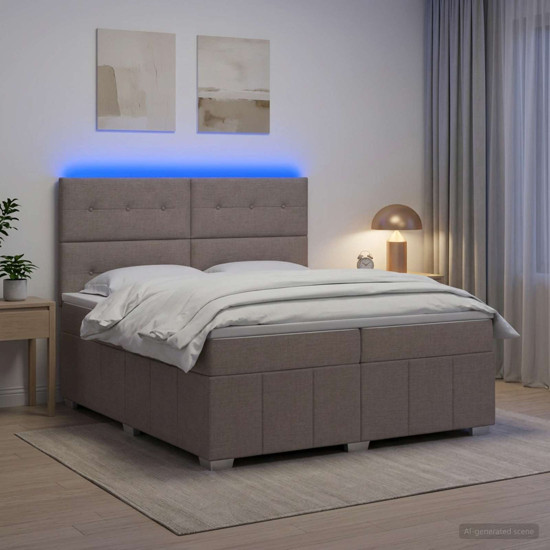 vidaXL Cama de muelles con LED y colchón Topo 200 x 200 cm Tela