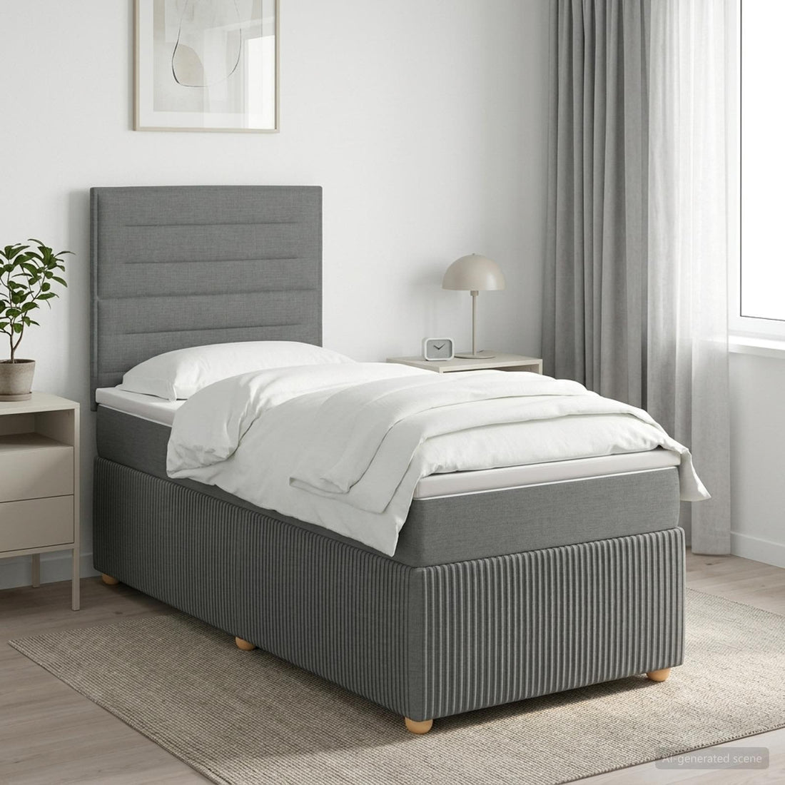 vidaXL Cama de muelles con LED y colchón Gris oscuro 80 x 200 cm Tela