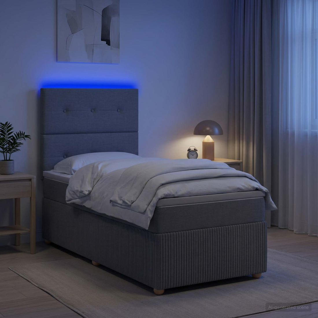 vidaXL Cama de muelles con LED y colchón Gris Claro 80 x 200 cm Tela