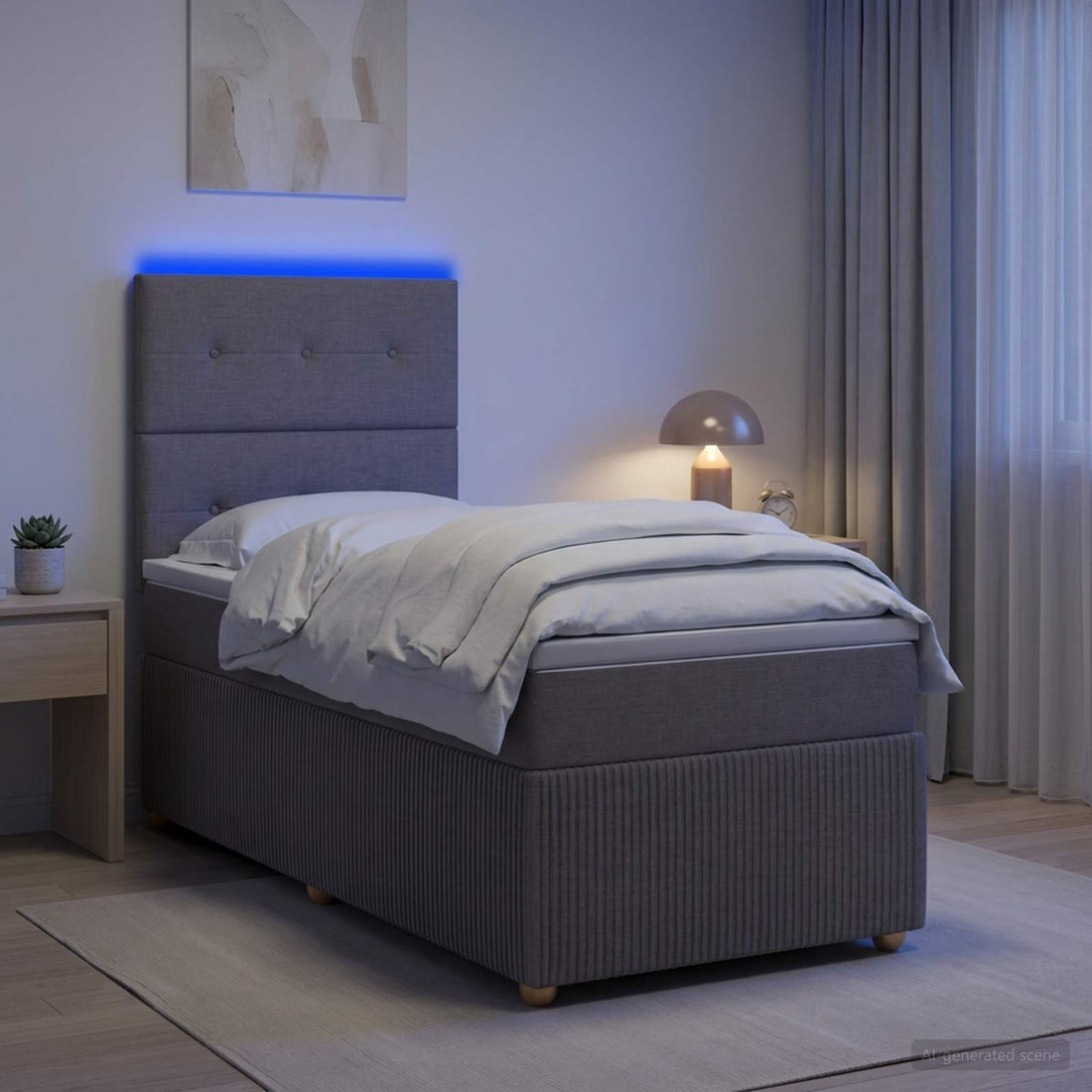 vidaXL Cama de muelles con LED y colchón Topo 90 x 190 cm Tela