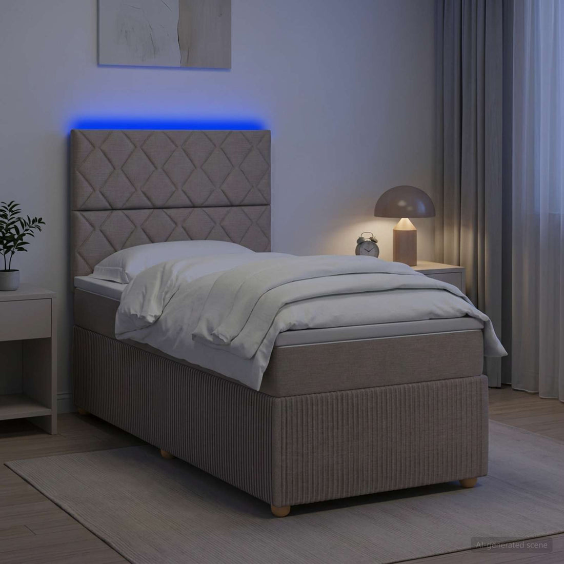vidaXL Cama de muelles con LED y colchón Topo 90 x 200 cm Tela